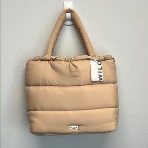 WILO Beige Quilted Puffer Tote Bag - Women's Shoulder Tote